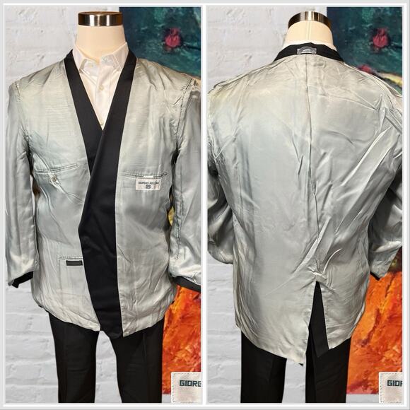 Giorgio Fellini Mens 46R 38x31 Black Tuxedo 2-Piece Set Tux Black Tie - Picture 5 of 16